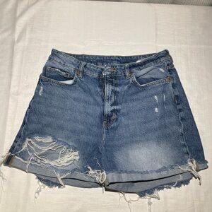 H&M Blue Distressed Denim Shorts